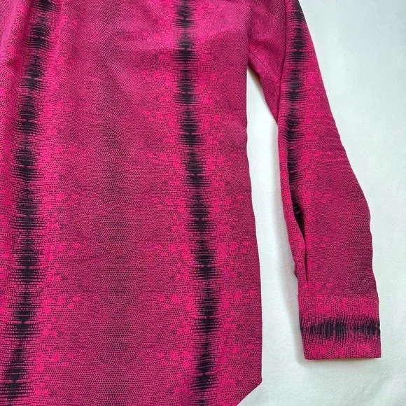 EQUIPMENT Femme Pink Black Snake Print Silk Button Up Shirt Size XS Long Sleeves - Picture 14 of 16